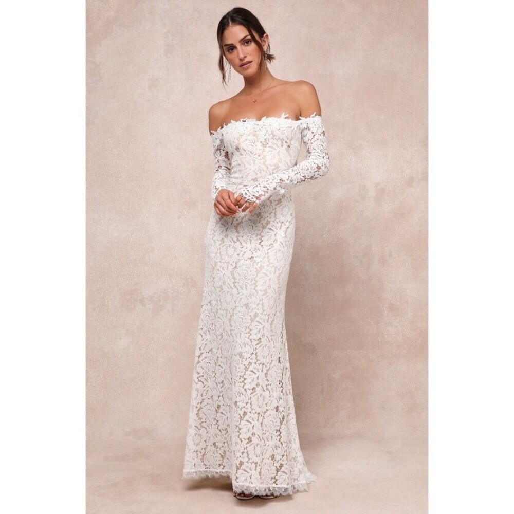 Lulus Romance Dreamer White Lace Off-the-shoulder Maxi Dress - Size XL